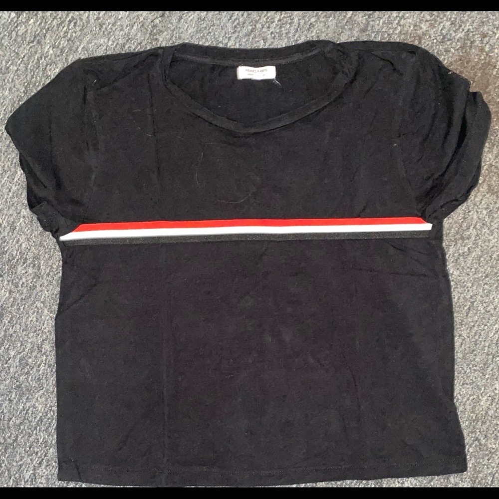 Black crop top with stripes